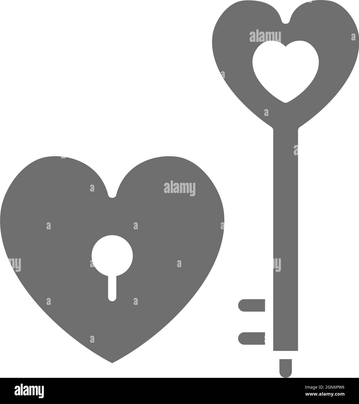 Key with heart lock, valentine day grey icon Stock Vector Image & Art ...
