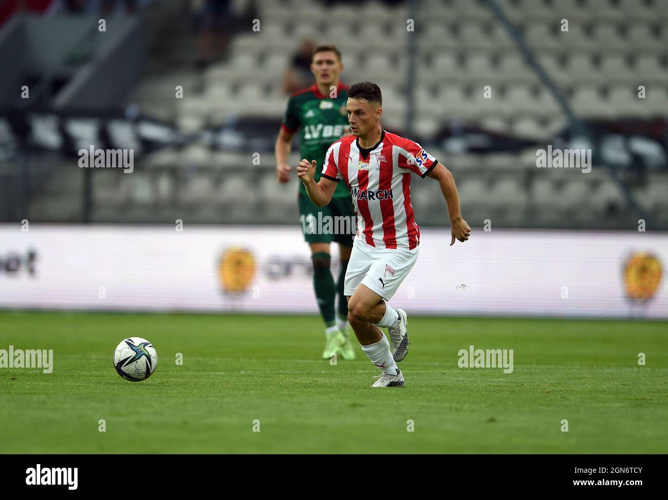 CRACOV, POLAND - AUGUST 01, 2021: Polish Football League game Cracovia Krakow - Slask Wroclaw, Patryk Zaucha (Cracovia) Stock Photo