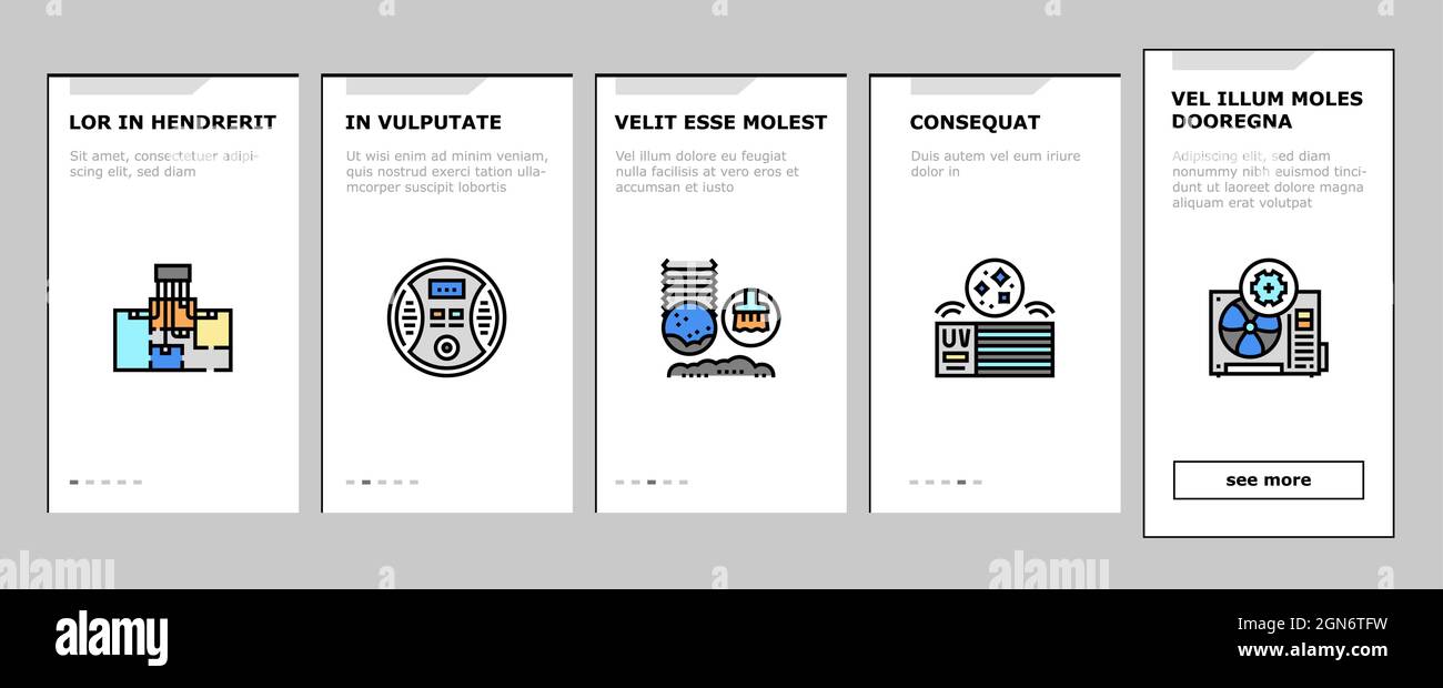 Conditioning System Electronics Onboarding Icons Set Vector Stock ...