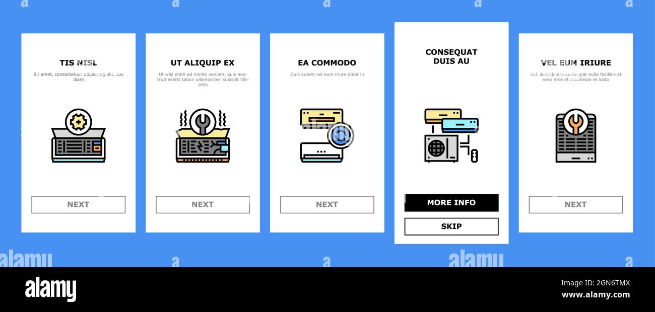 Conditioning System Electronics Onboarding Icons Set Vector Stock ...