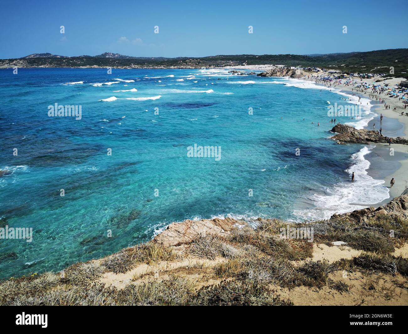 Aerial view of the Rena Majore beach in Sardinia region, Italy Stock ...