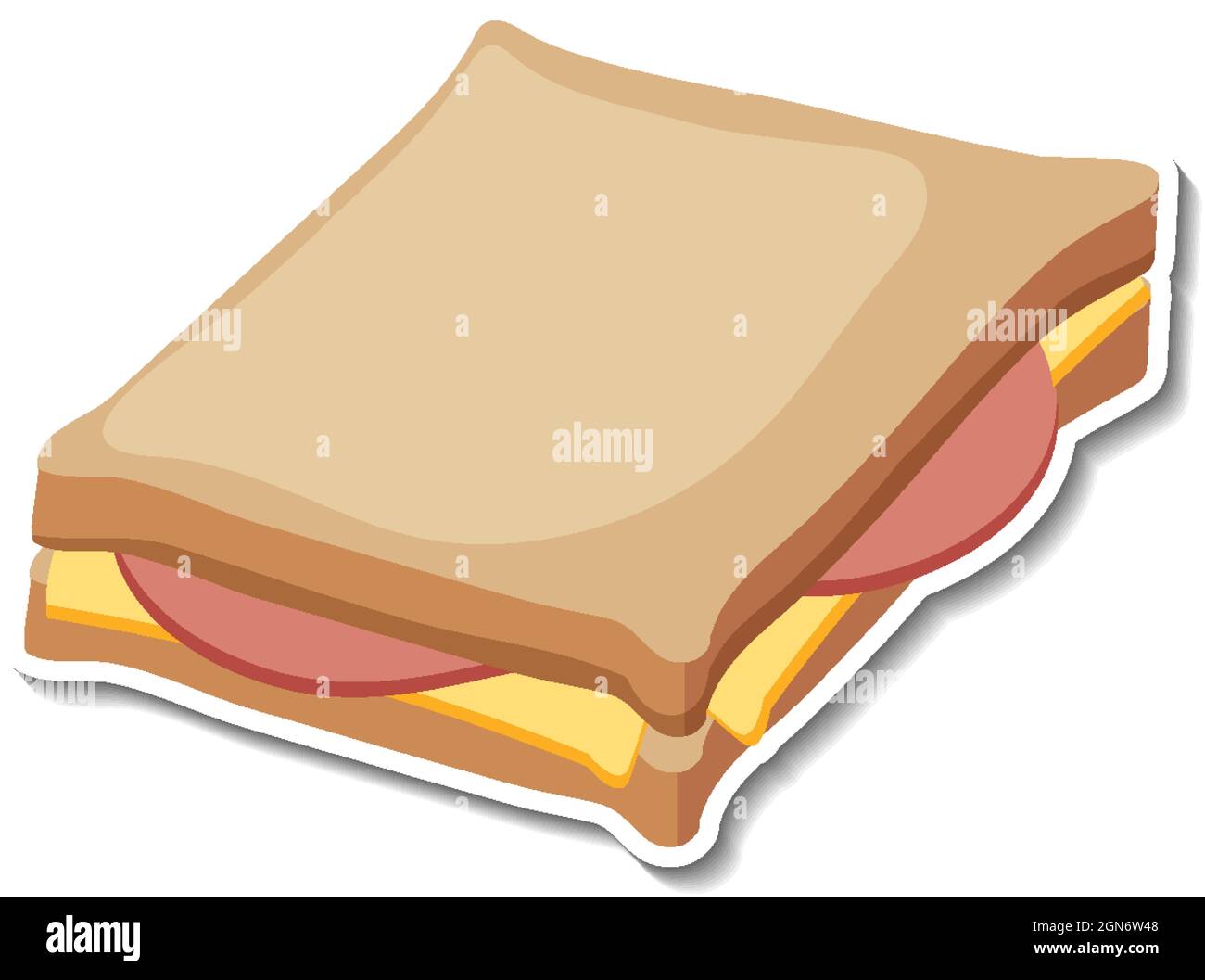 Ham cheese sandwich sticker on white background illustration Stock
