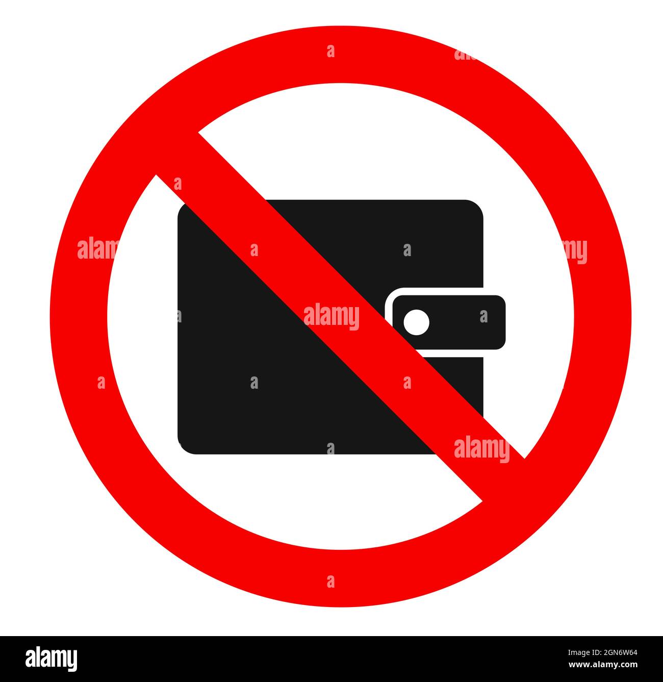 Wallet not allowed, only card accepted, cash not accepted Stock Vector