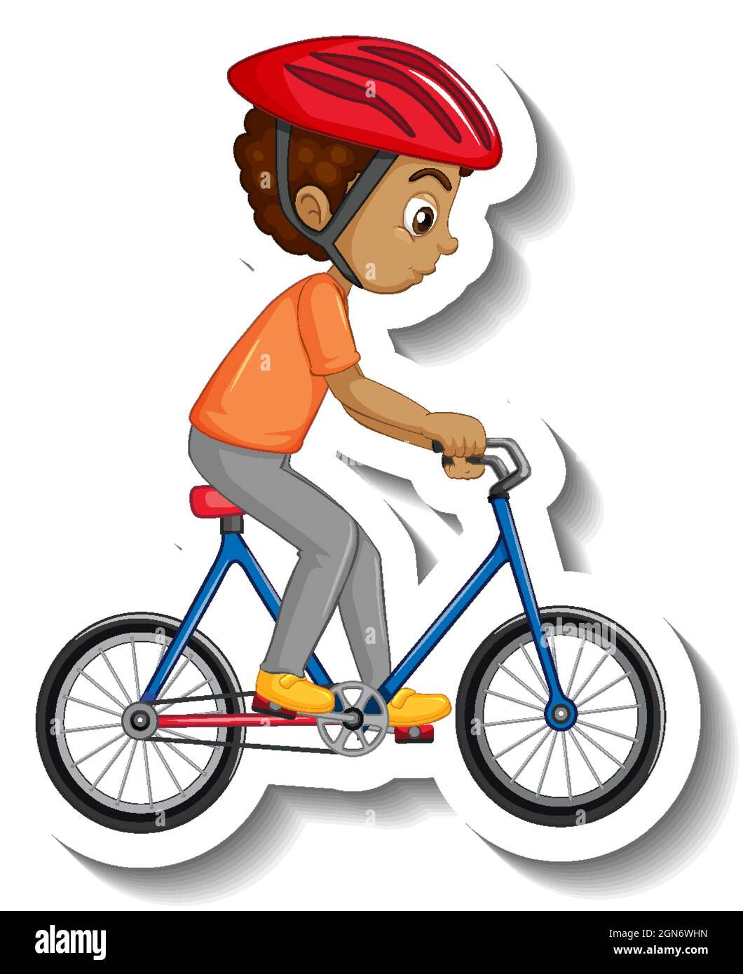 A boy riding a bicycle cartoon character sticker illustration Stock Vector  Image & Art - Alamy