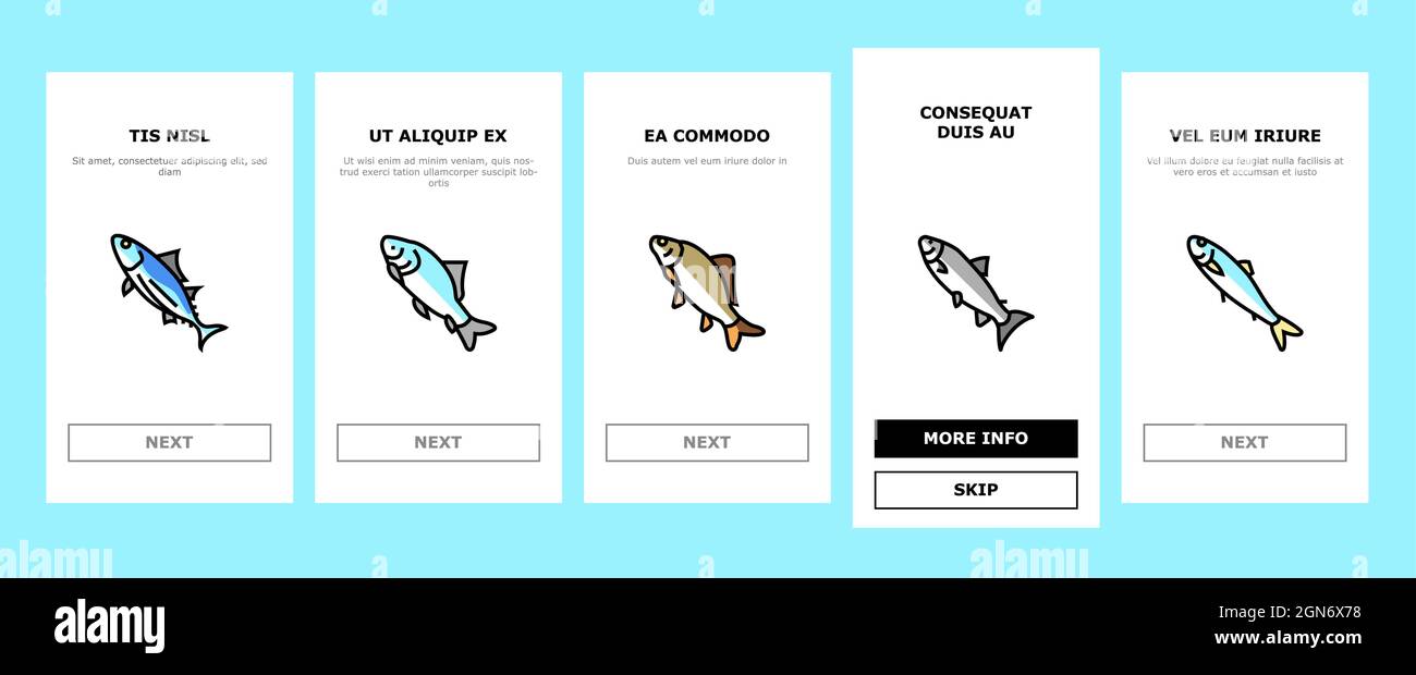 Commercial Fishing Aquaculture Onboarding Icons Set Vector Stock Vector ...