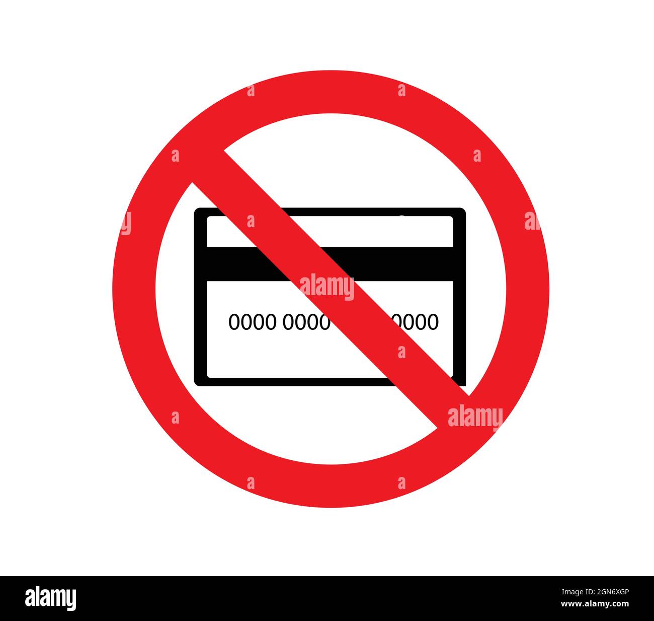 Credit card not allowed sign on a white background, forbidden credit