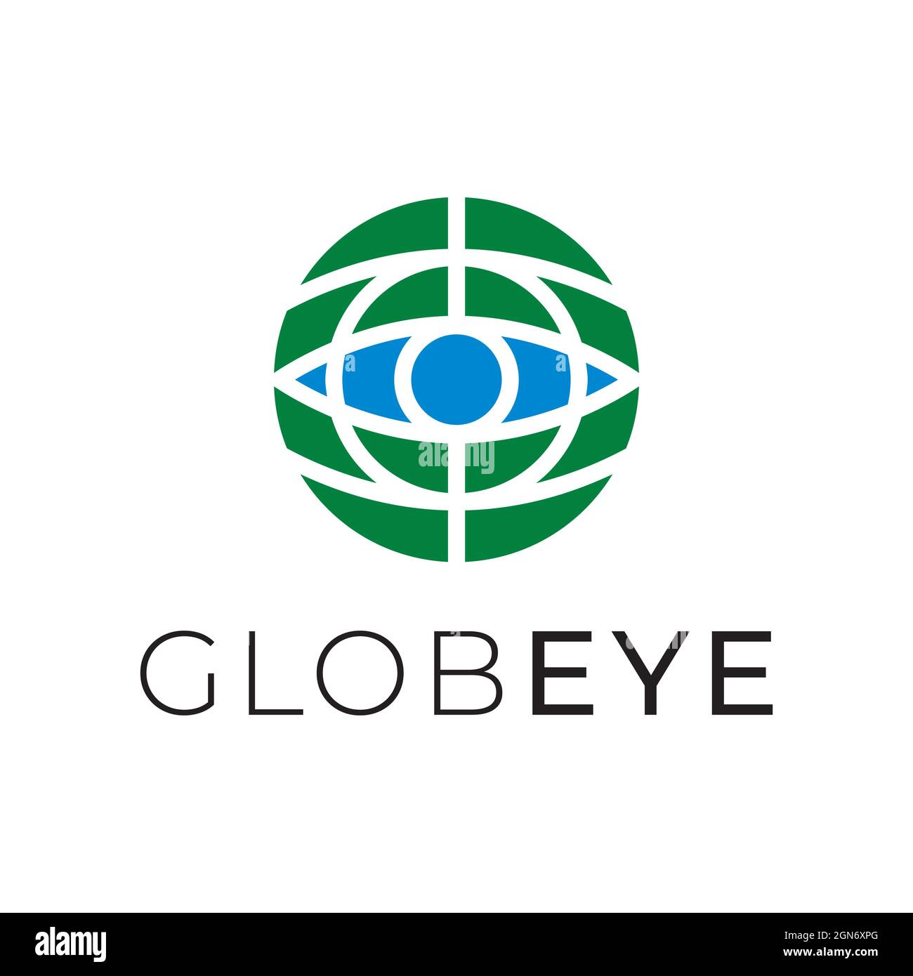 Human eye in the globe, vector logo design. Global vision abstract round icon. Stock Vector