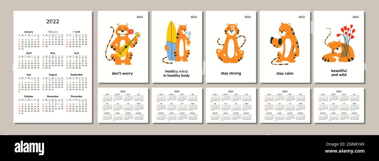 Christmas Horoscope 2022 Vertical Pocket Calendars 2022. Happy New Year 2022. Merry Christmas. Tiger  Year. Chinese Horoscope. Isolated Vector Illustrations. Motivational Stock  Vector Image & Art - Alamy