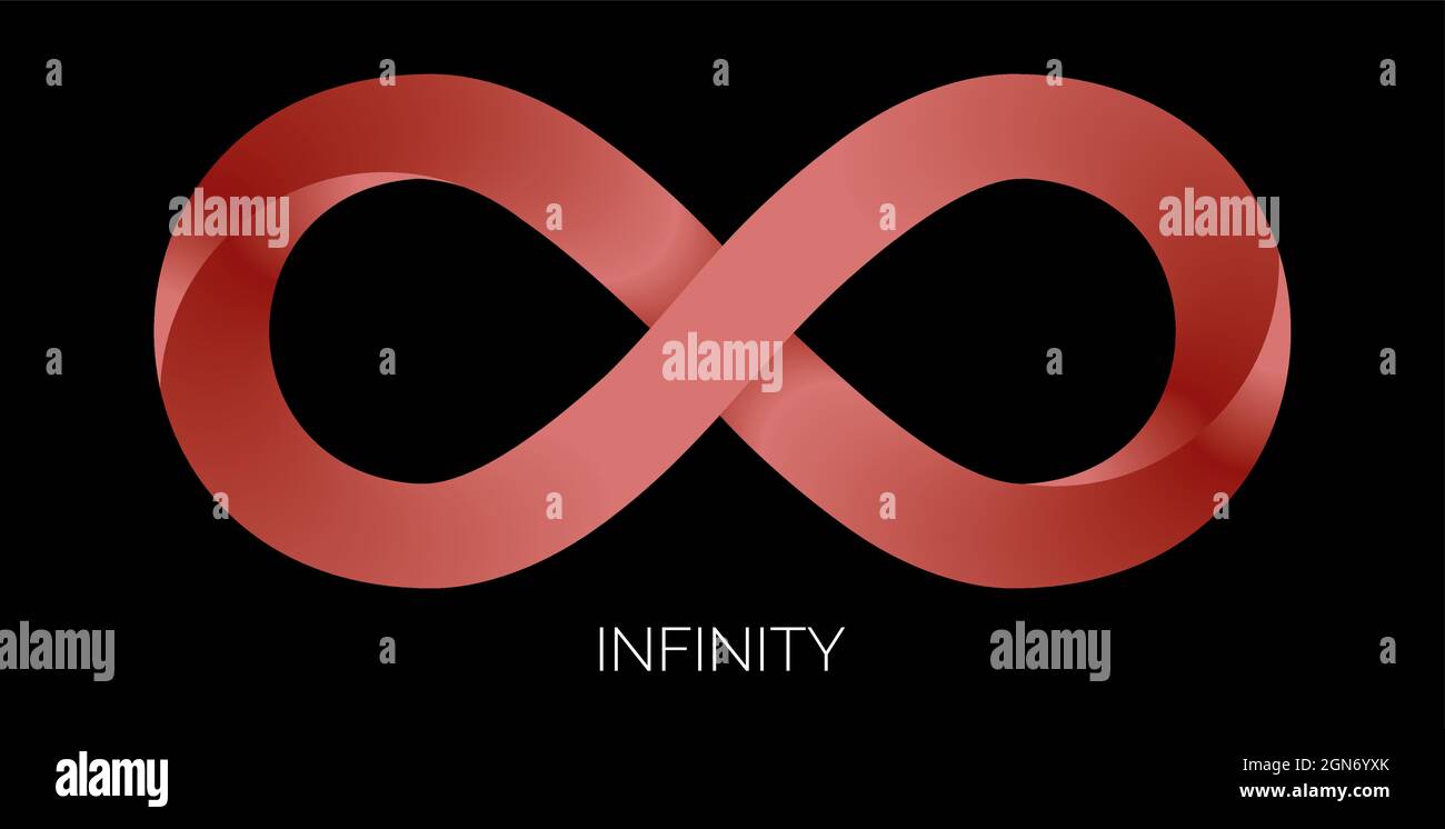 Infinity, eternity symbol in red, threedimensional design. Vector illustration. EPS10. Stock Vector