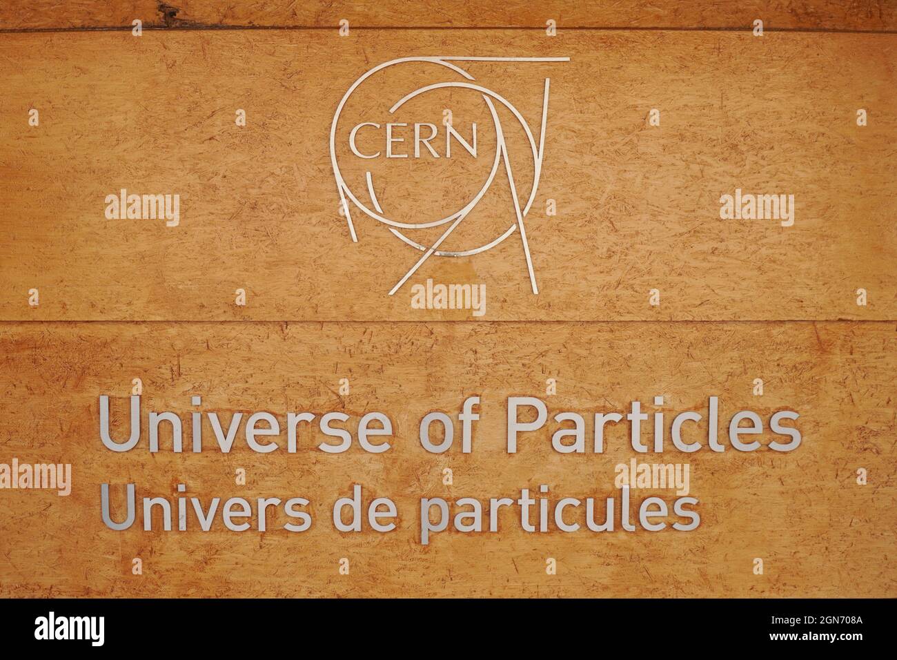 Universe of Particles. Permanent exhibition in the Globe of Science and Innovation at CERN, the European Organization for Nuclear Research. Stock Photo