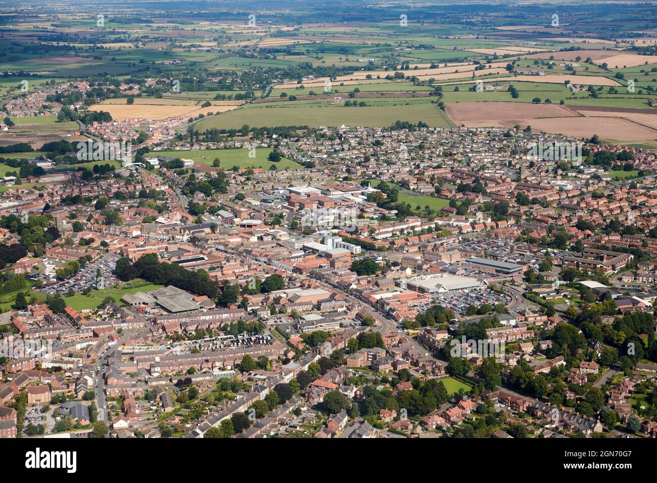 An aerial view of the regional centre, Northallerton, North Yorkshire, Northern England, UK Stock Photo