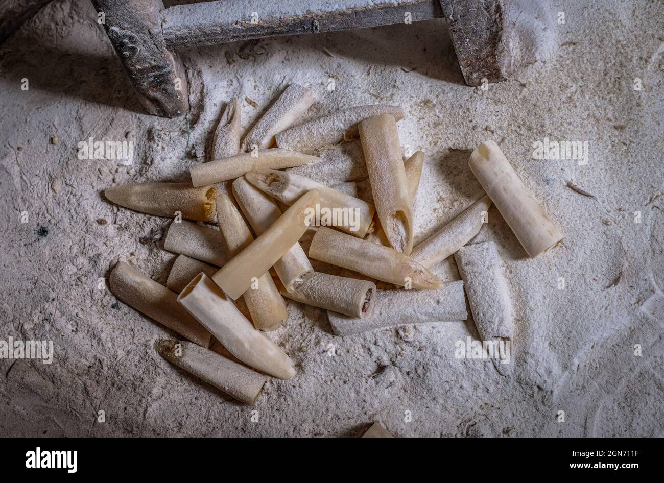 Unfinished recycled animal bone lies on the floor at The African bone ...
