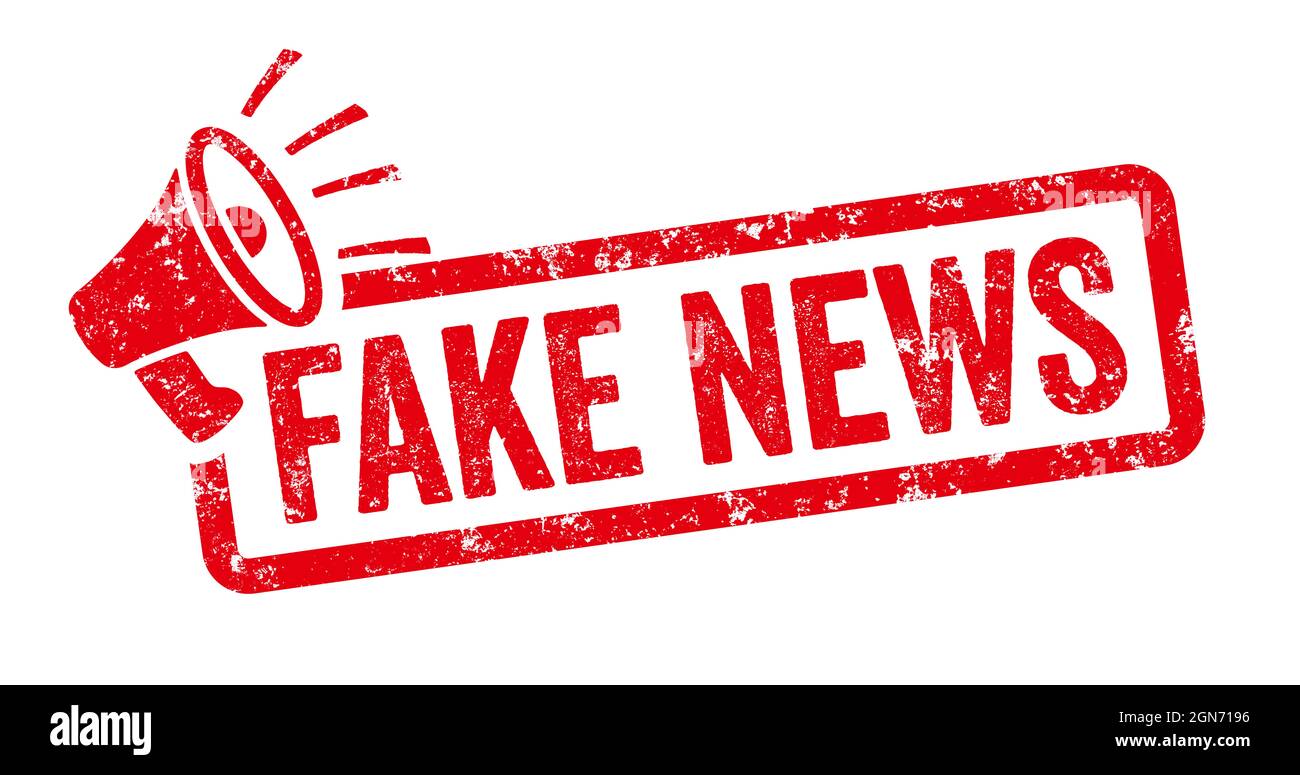 Red stamp with megaphone - Fake News Stock Photo - Alamy