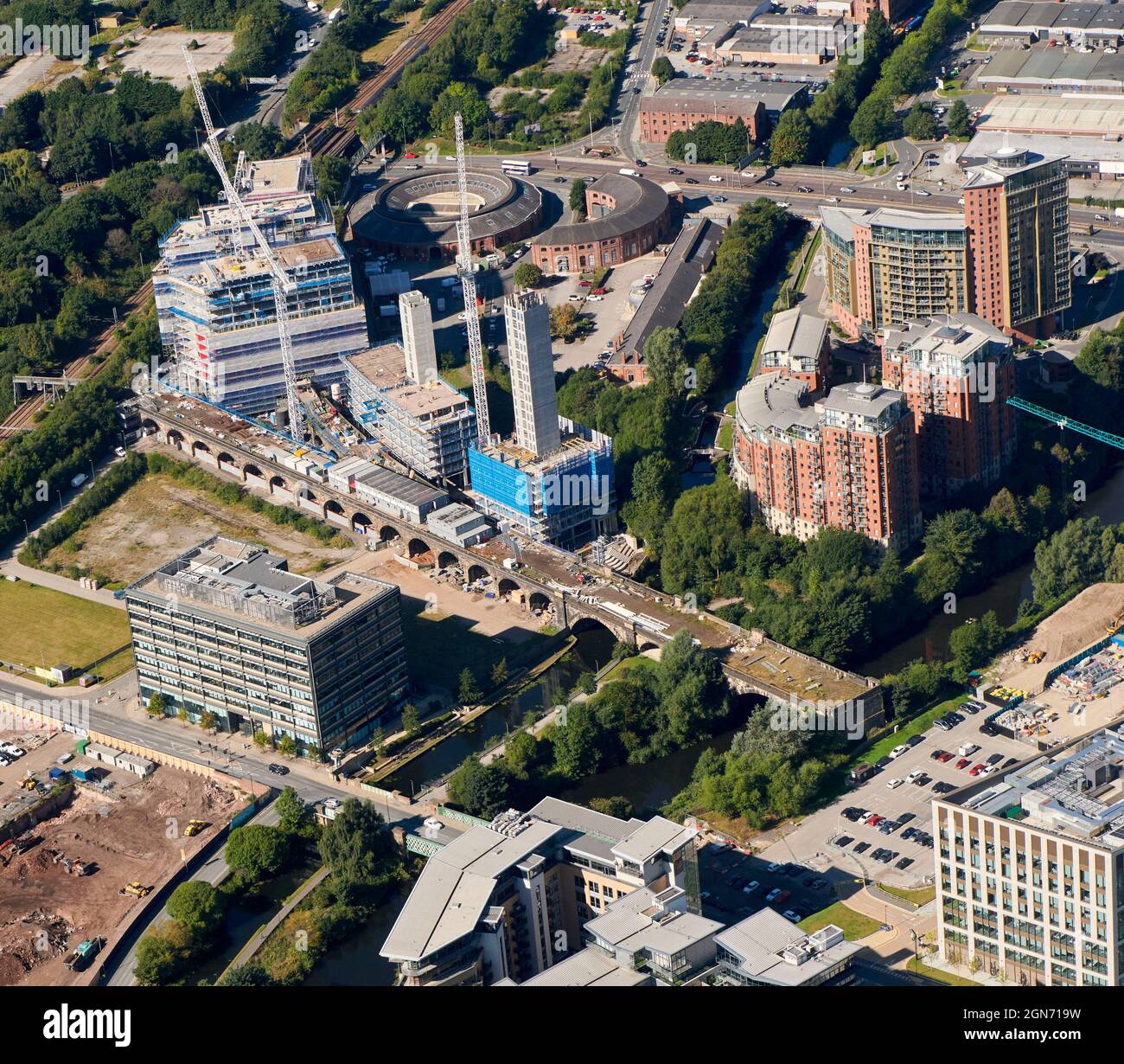 An aerial photograph of apartment buildings being built at Whitehall