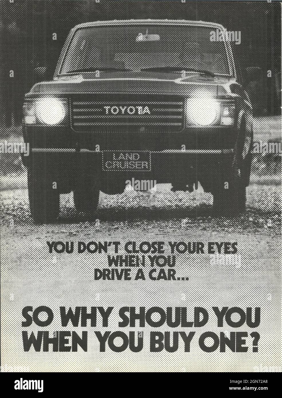 Vintage advertisement of TOYOTA cars old car 1970s 1980s Stock Photo
