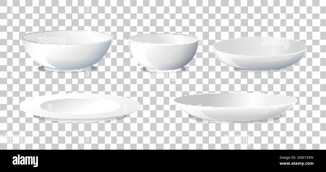 Set of plate and bowl side view illustration Stock Vector Image & Art