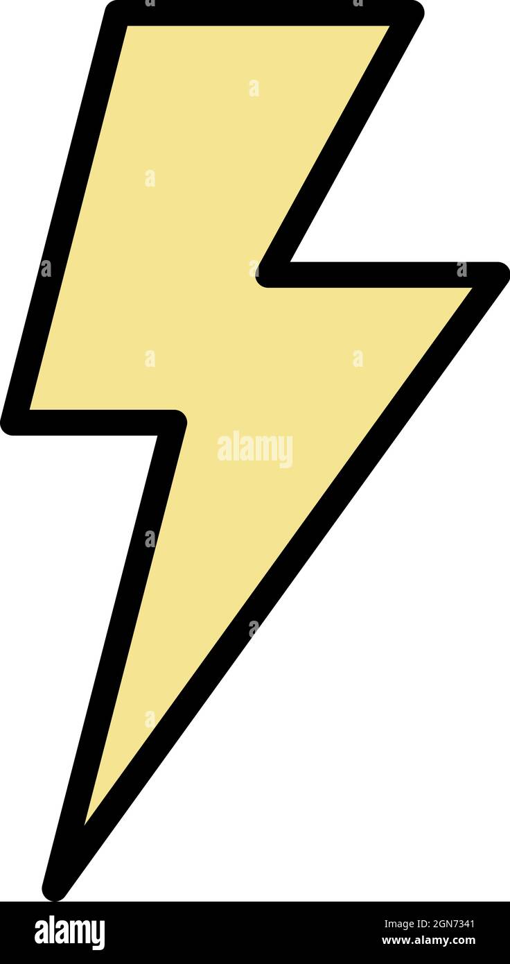 Lighting bolt icon. Outline lighting bolt vector icon color flat