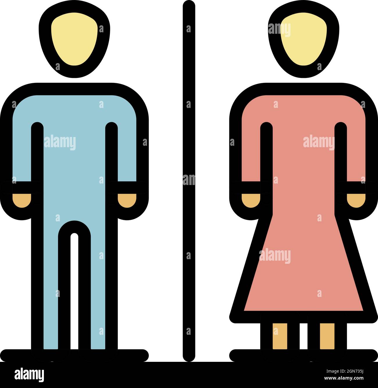 Man woman toilet icon. Outline man woman toilet vector icon color flat ...