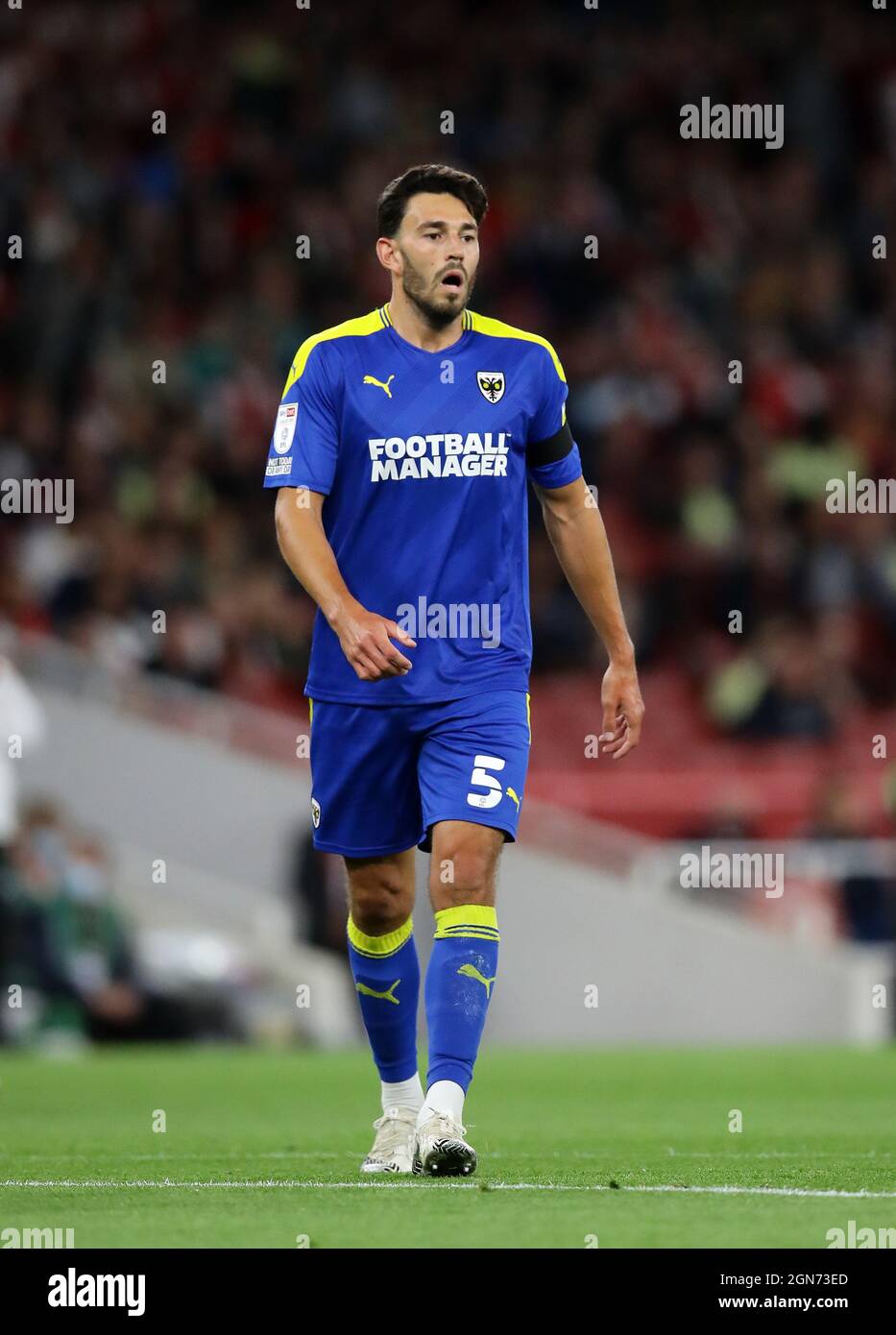 London, England, 22nd September 2021. Will Nightingale of AFC Wimbledon during the Carabao Cup match at the Emirates Stadium, London. Picture credit should read: David Klein / Sportimage Credit: Sportimage/Alamy Live News Stock Photo