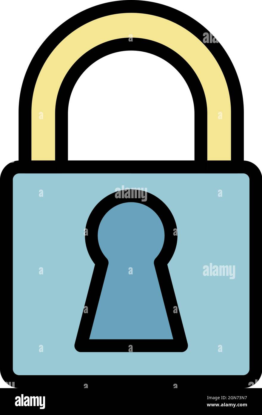 Iron lock icon. Outline iron lock vector icon color flat isolated Stock ...