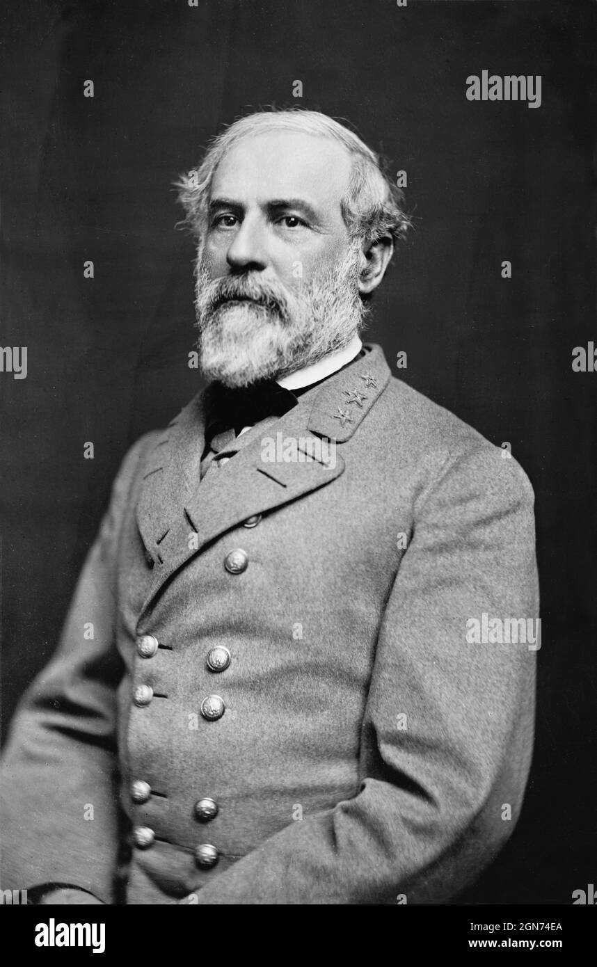 A vintage photograph of the confederate General Robert E. Lee circa 1864 by Julian Vannerson. Lee was the Army of Northern Virginia for the Confederate South Stock Photo