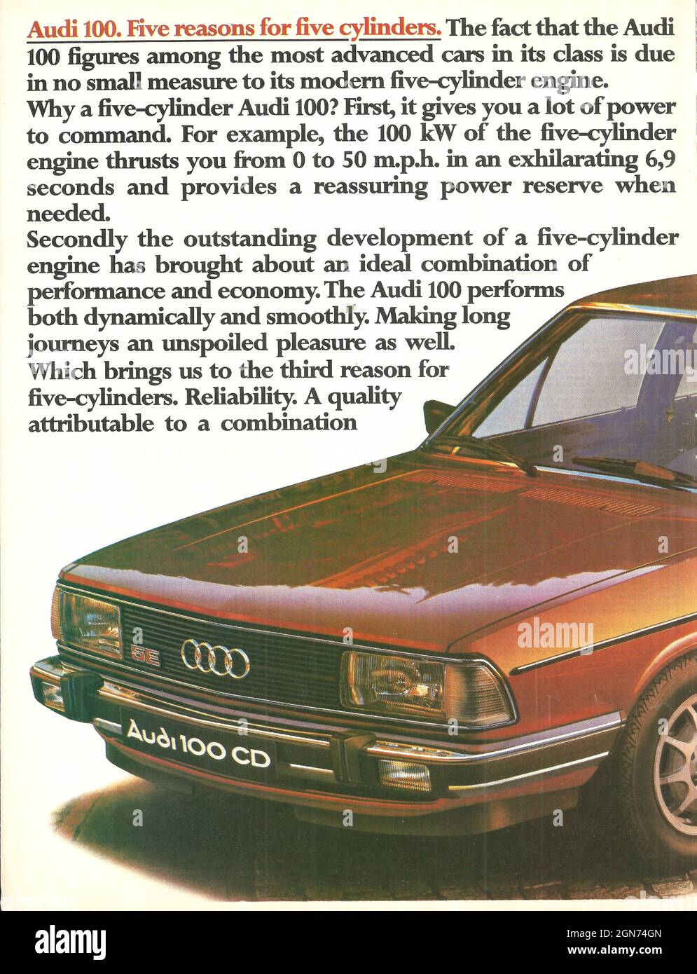 Vintage advertisement of AUDI cars old car 1970s 1980s Stock Photo