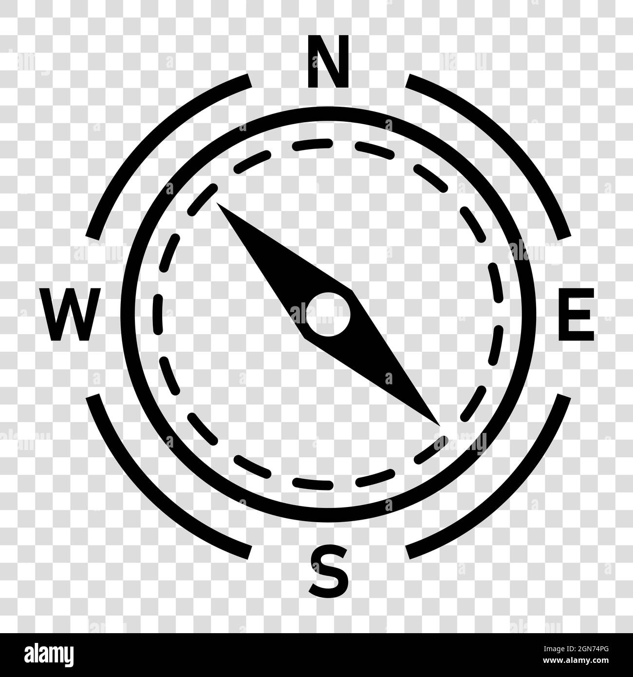 Compass simple vector icon. Navigation symbol isolated on transparent