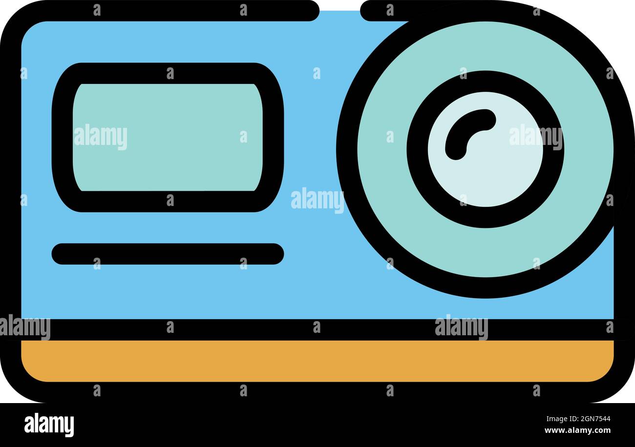 Action camera front view icon. Outline action camera front view vector ...