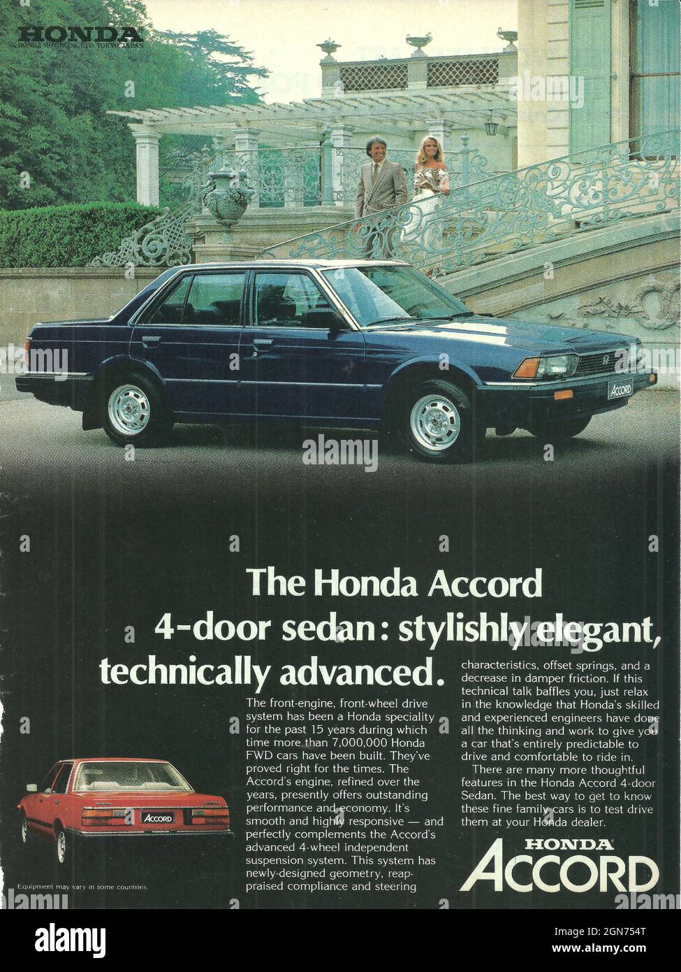 vintage advertisement of Honda Accord car 1970 1980 Stock Photo