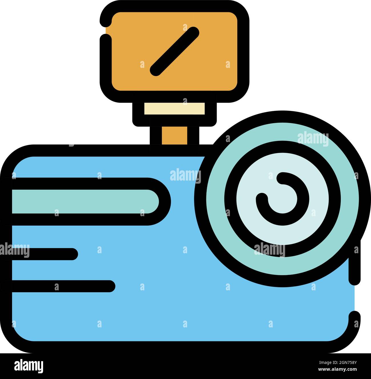 Backlit camera icon. Outline backlit camera vector icon color flat isolated Stock Vector