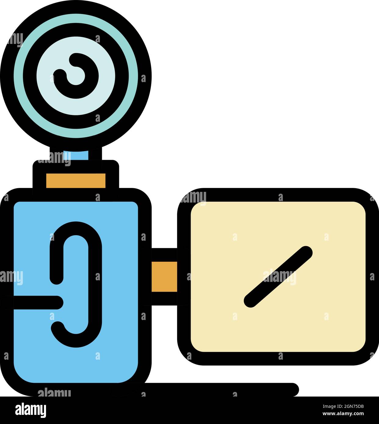 Backlit vertical camera icon. Outline backlit vertical camera vector icon color flat isolated Stock Vector
