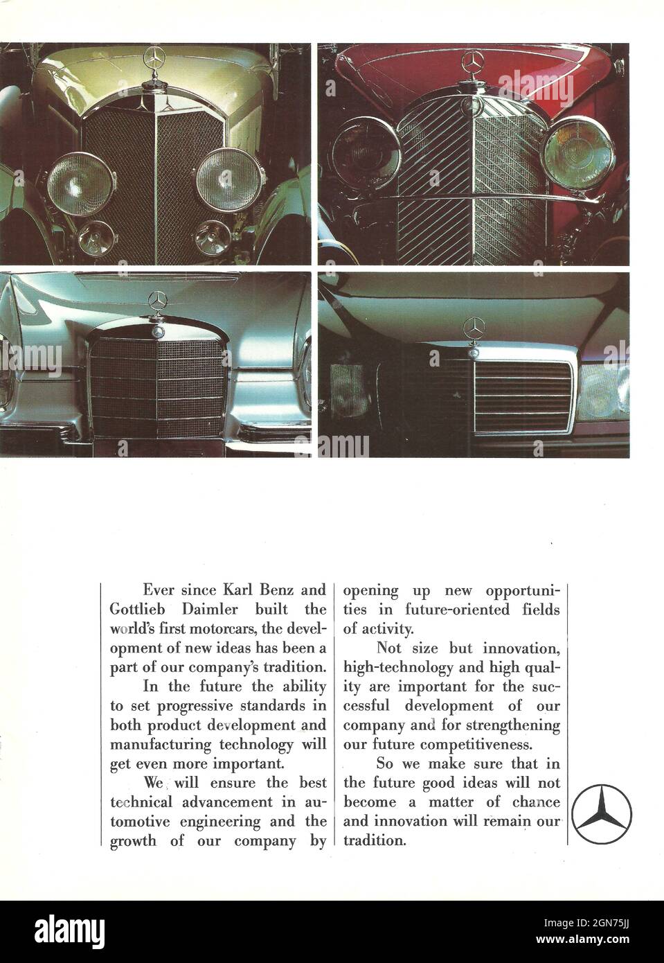 Vintage advertisement of MERCEDES cars old car 1970s 1980s Stock Photo