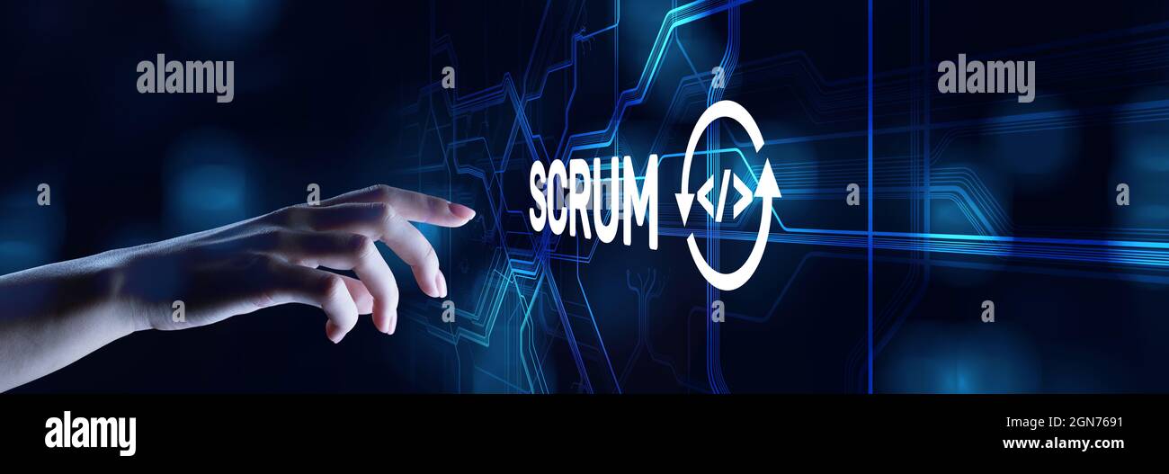 Scrum agile software development project management methodology business technology concept. Stock Photo