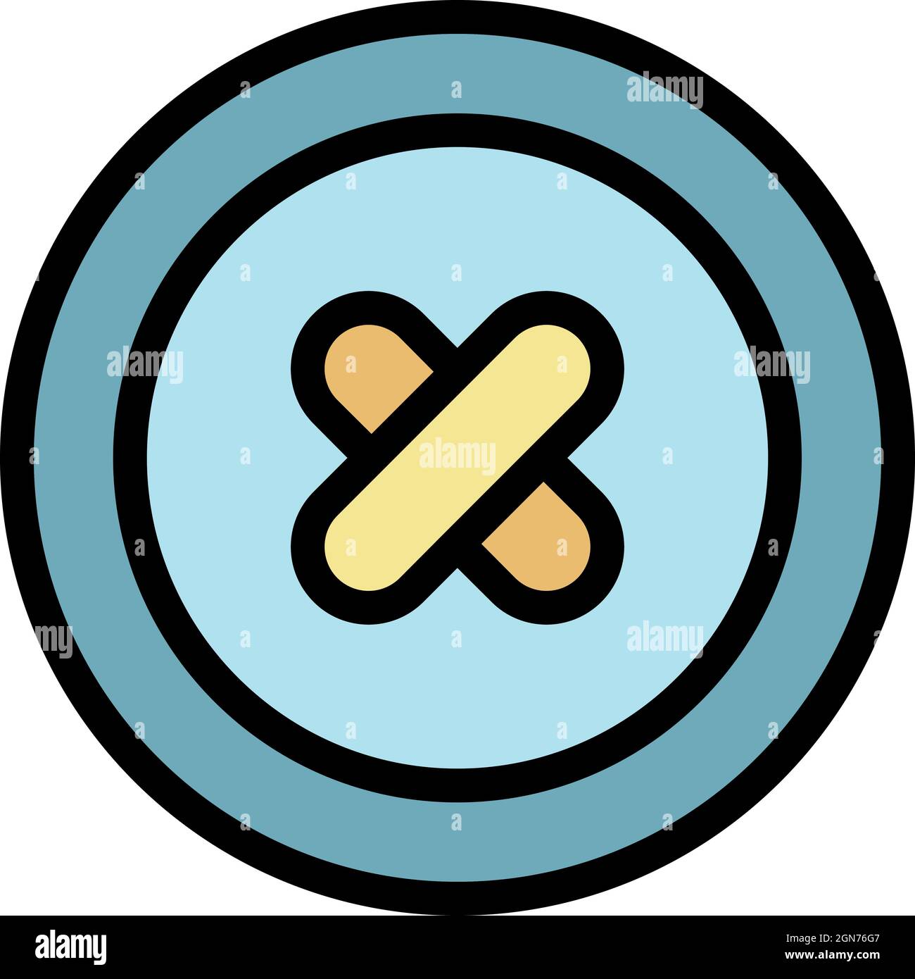 Button sewn icon. Outline button sewn vector icon color flat isolated Stock Vector