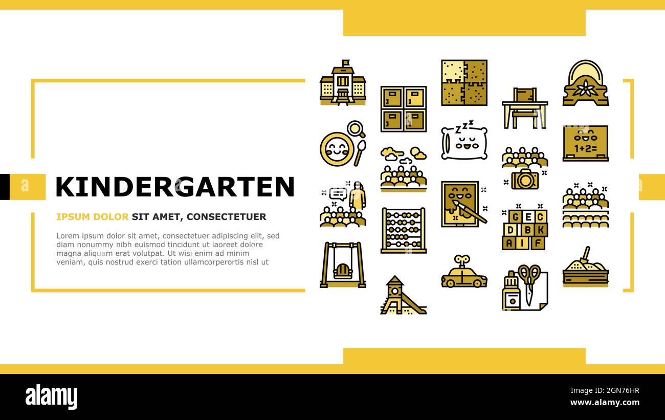 Kindergarten Activity Landing Header Vector Stock Vector Image & Art ...