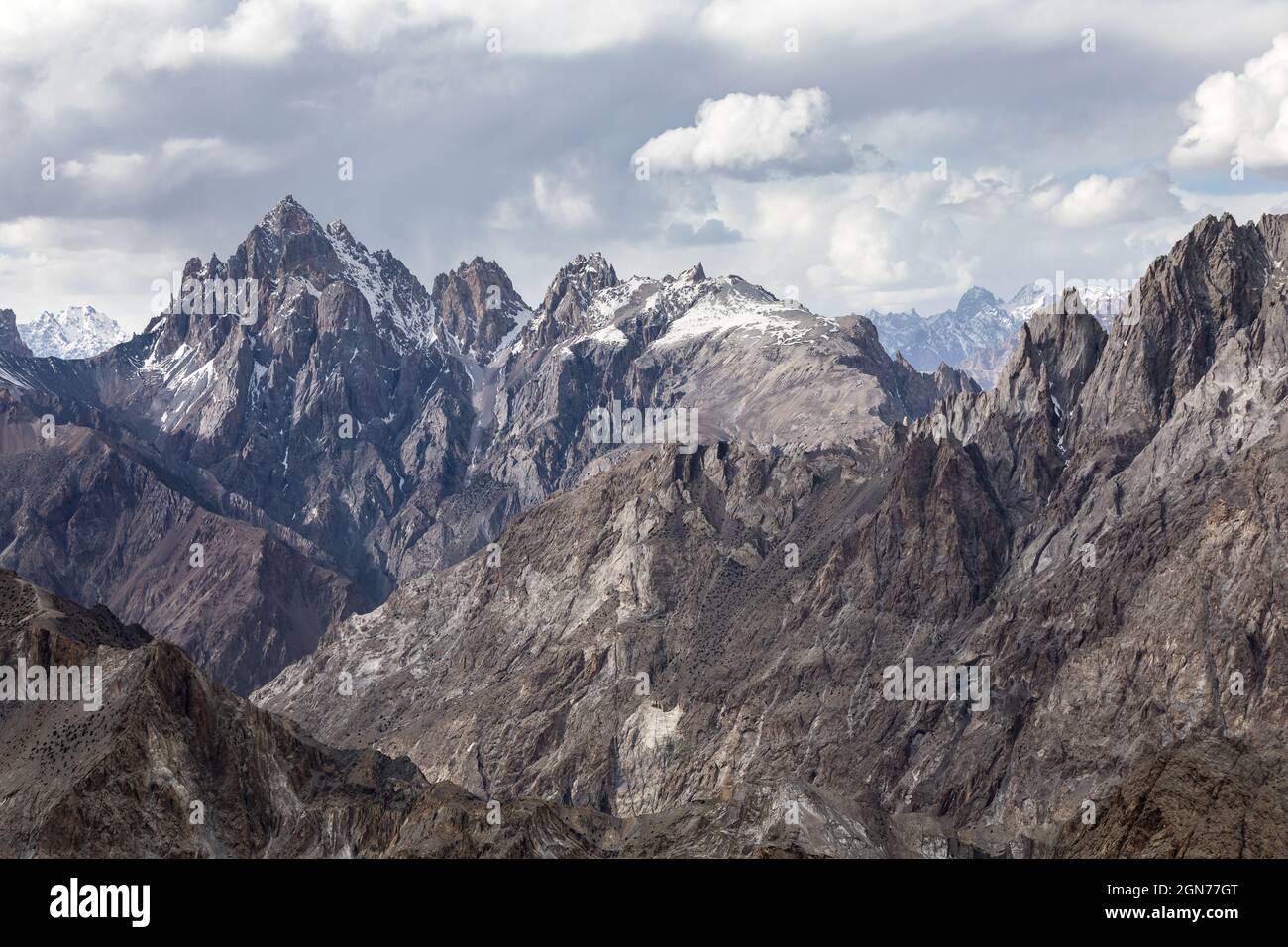 top of Passu cones Karakorum mountains Stock Photo