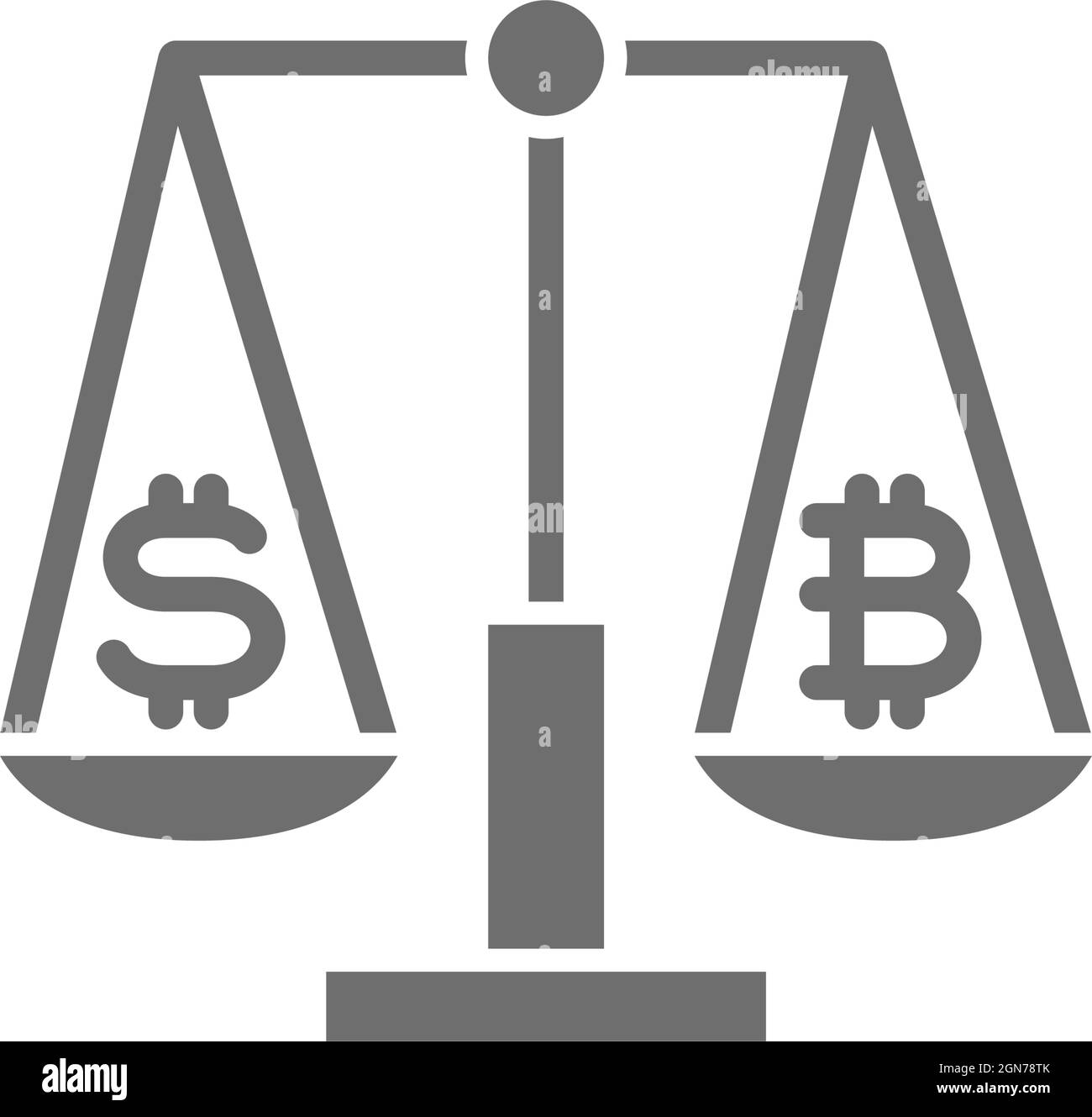 Scales with dollar and bitcoin sign, cryptocurrency exchange grey icon  Stock Vector Image & Art - Alamy