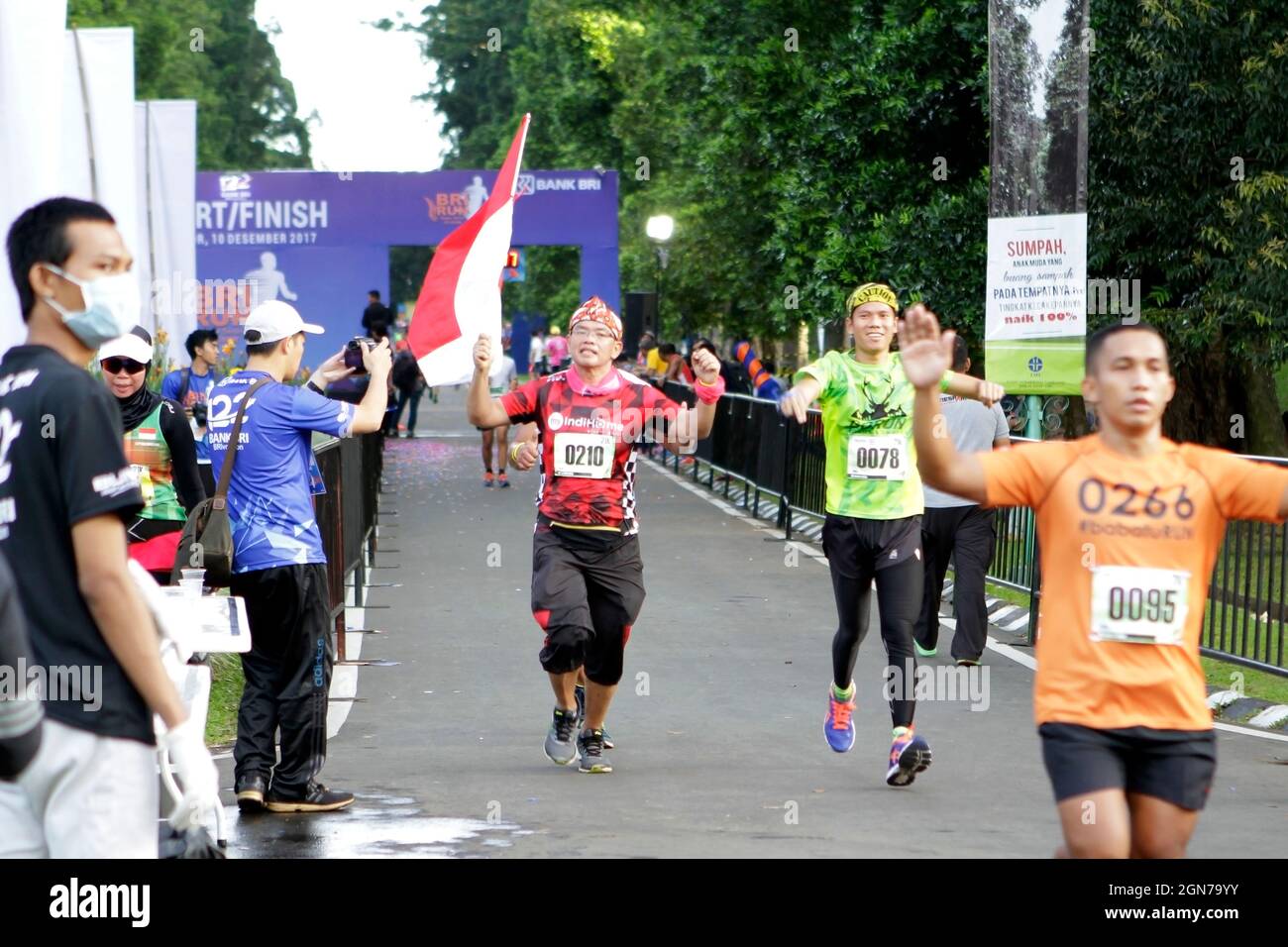 a photo of a marathon running competition held by one of the Indonesian government banks. Stock Photo