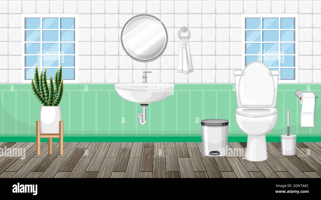 Bathroom interior design with furniture illustration Stock Vector Image ...