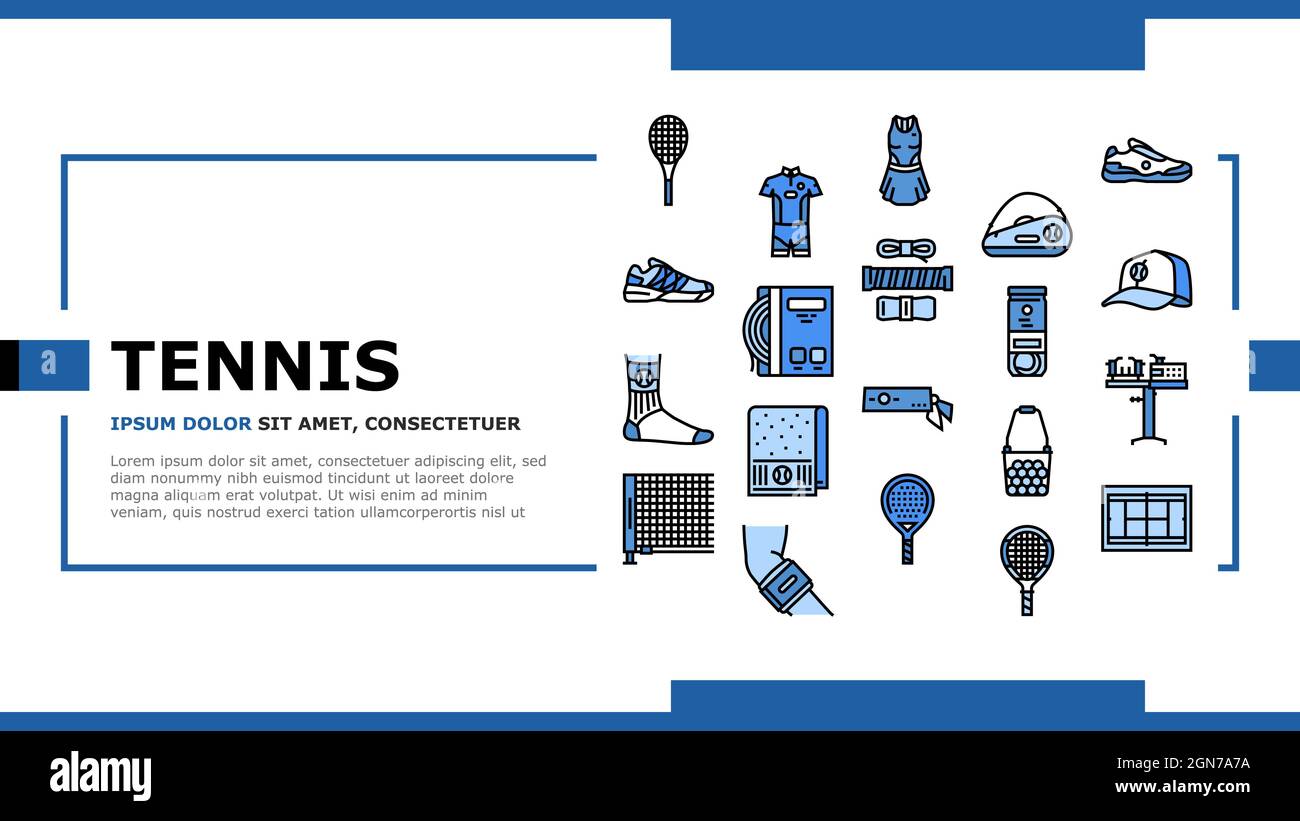 Tennis Sport Game Competition Landing Header Vector Stock Vector Image ...