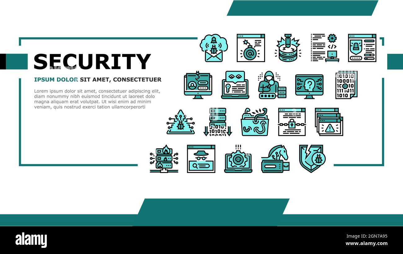 Cyber Security System Technology Landing Header Vector Stock Vector ...