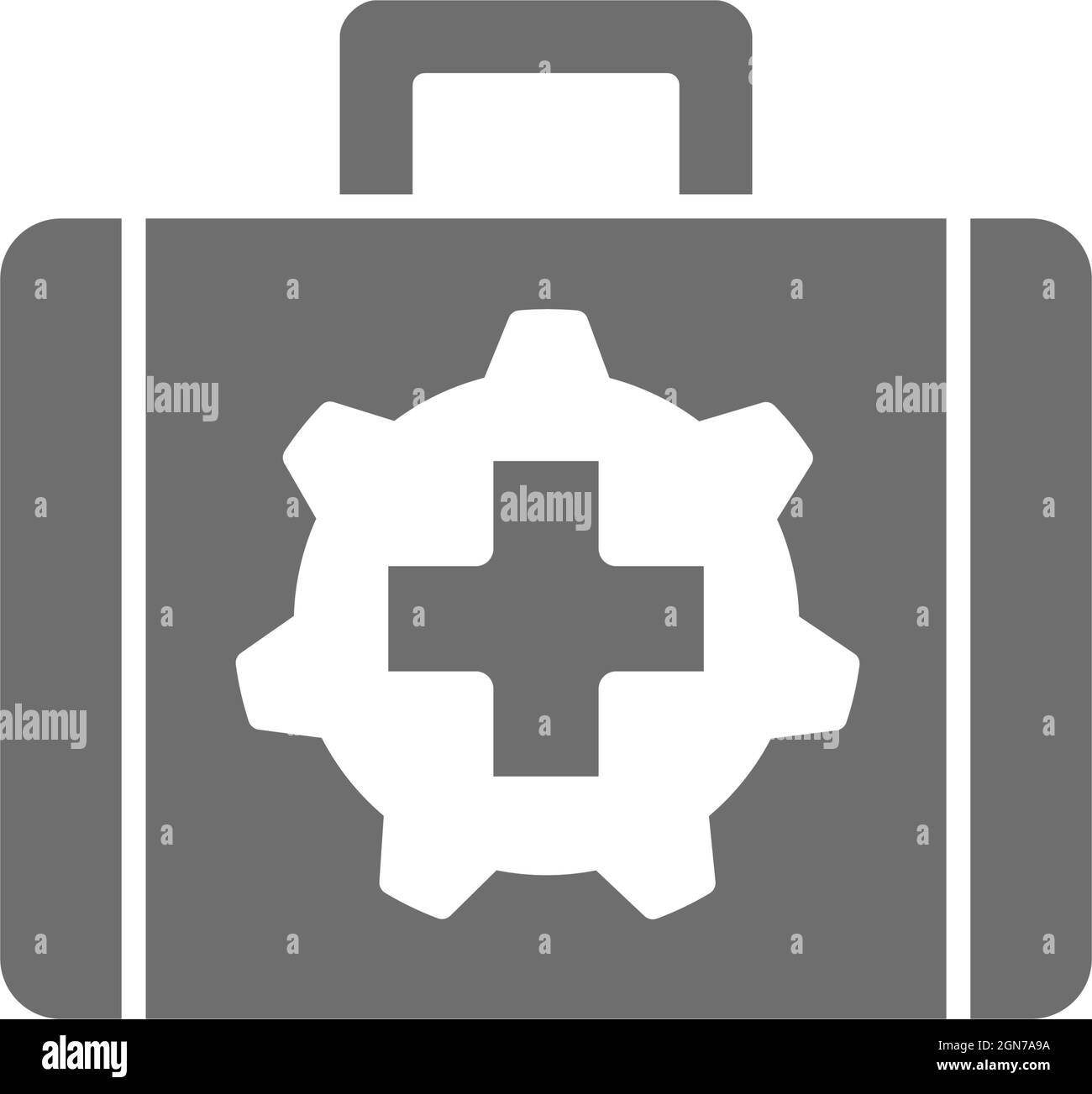 Vector technical assistance suitcase grey icon. Isolated on white background Stock Vector