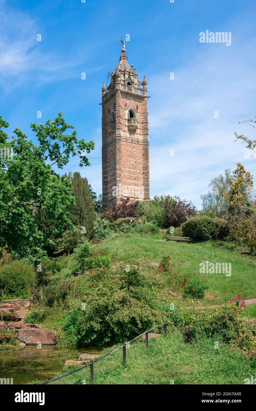 Brandon Hill Park Bristol, view in summer of Cabot Tower - a victorian era tower sited in Brandon Hill Park in the centre of Bristol, England, UK Stock Photo
