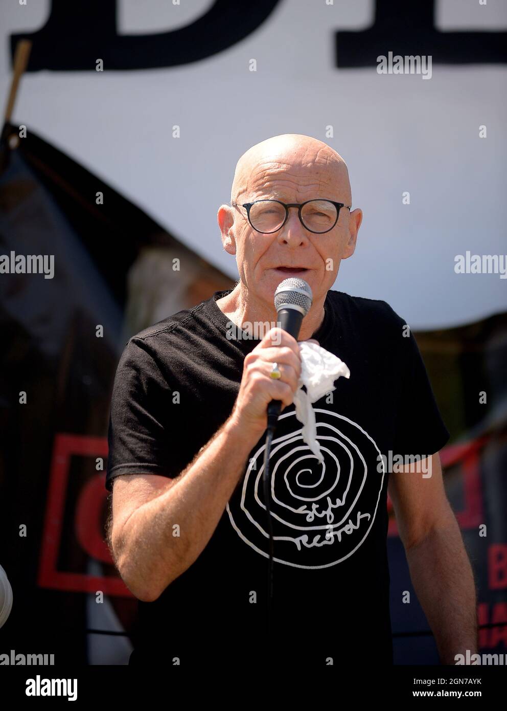 Eamonn McCann, veteran civil rights activist and campaigner pictured at a Bloody Sunday rally in Derry, Northern Ireland. June 2021. ©George Sweeney / Alamy Stock Photo Stock Photo