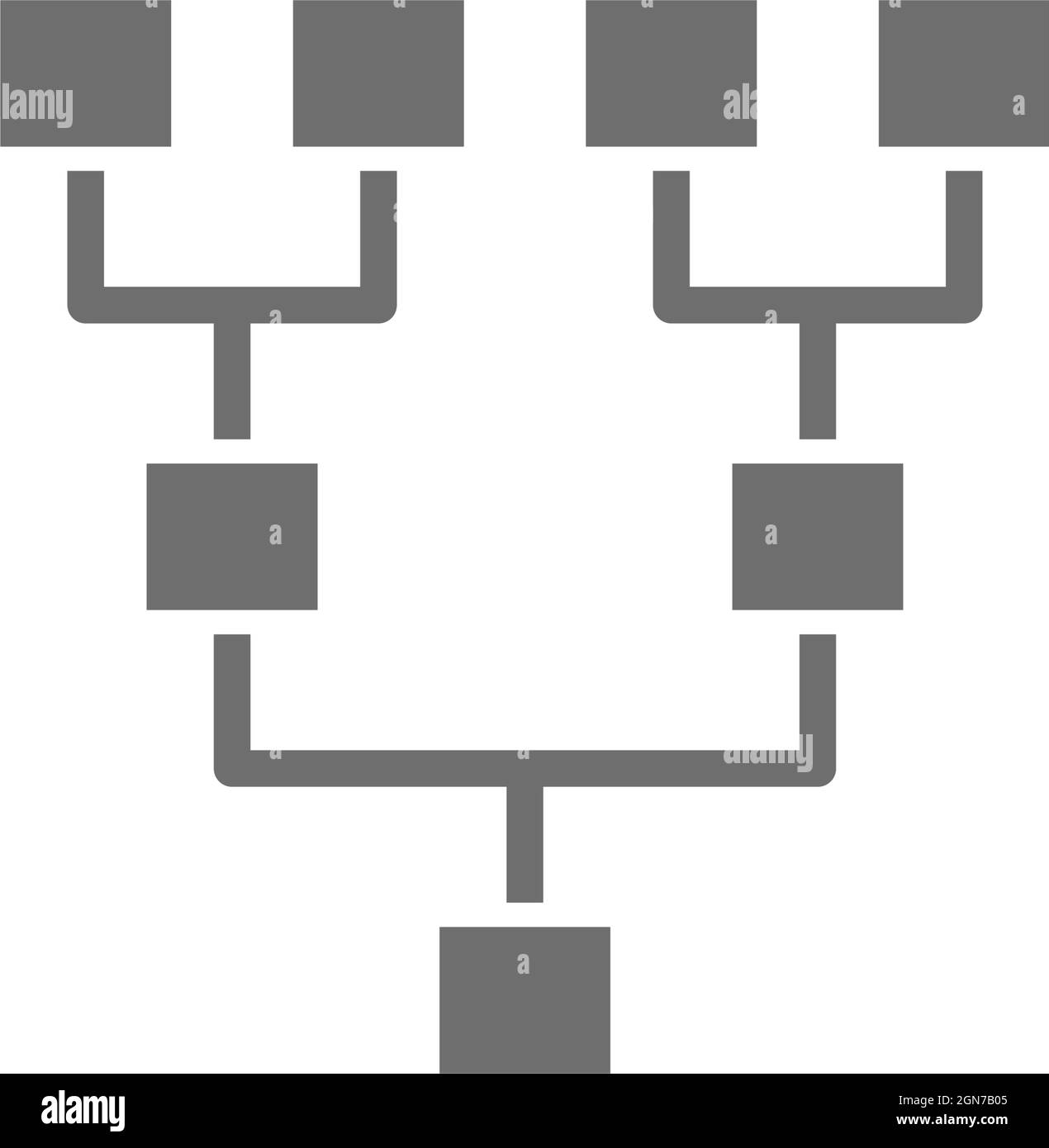 Hierarchical chart, player layout grey icon. Isolated on white background Stock Vector