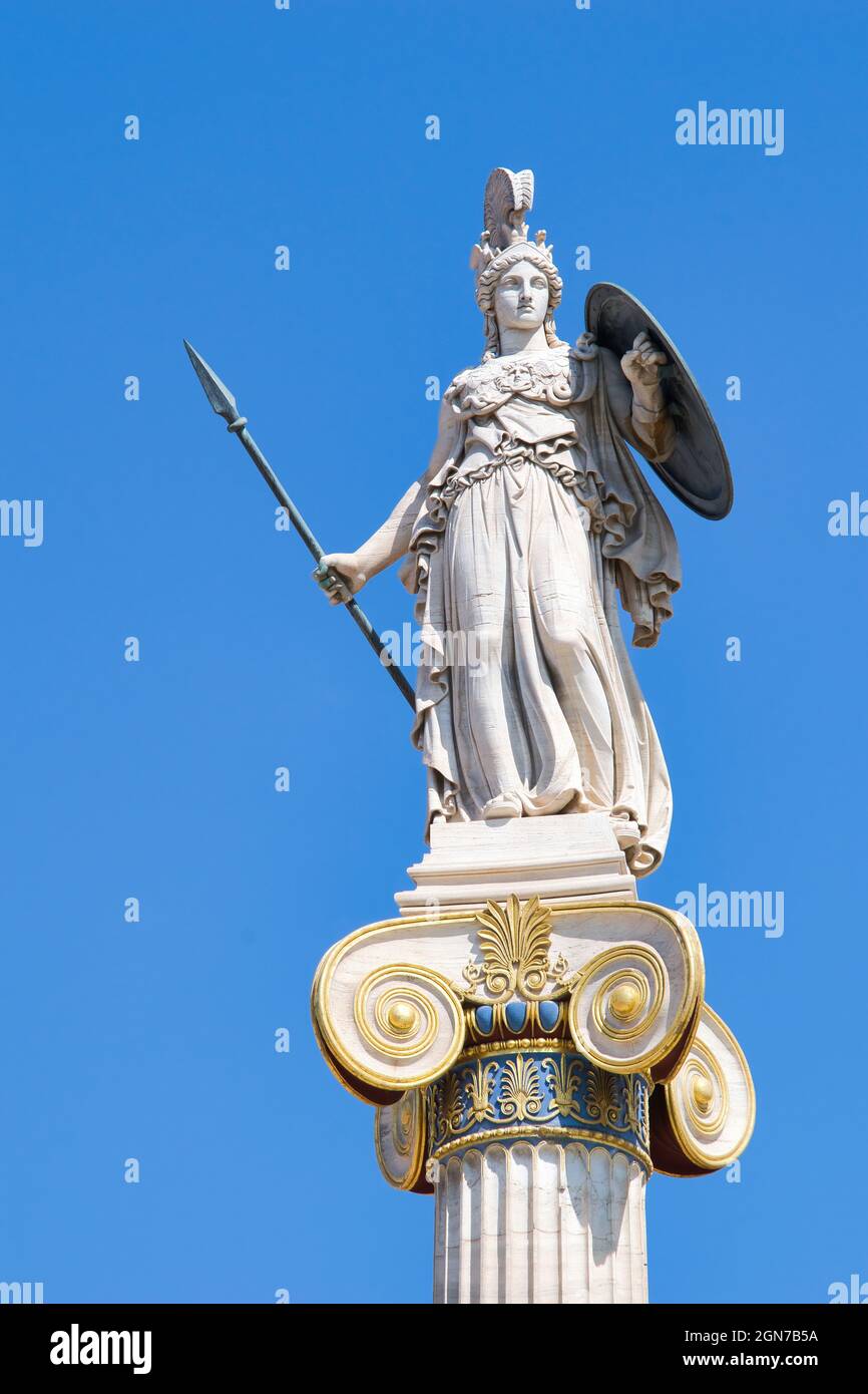 ATHENS, GREECE Sep 21, 2021 goddess Athena, statue in the center of