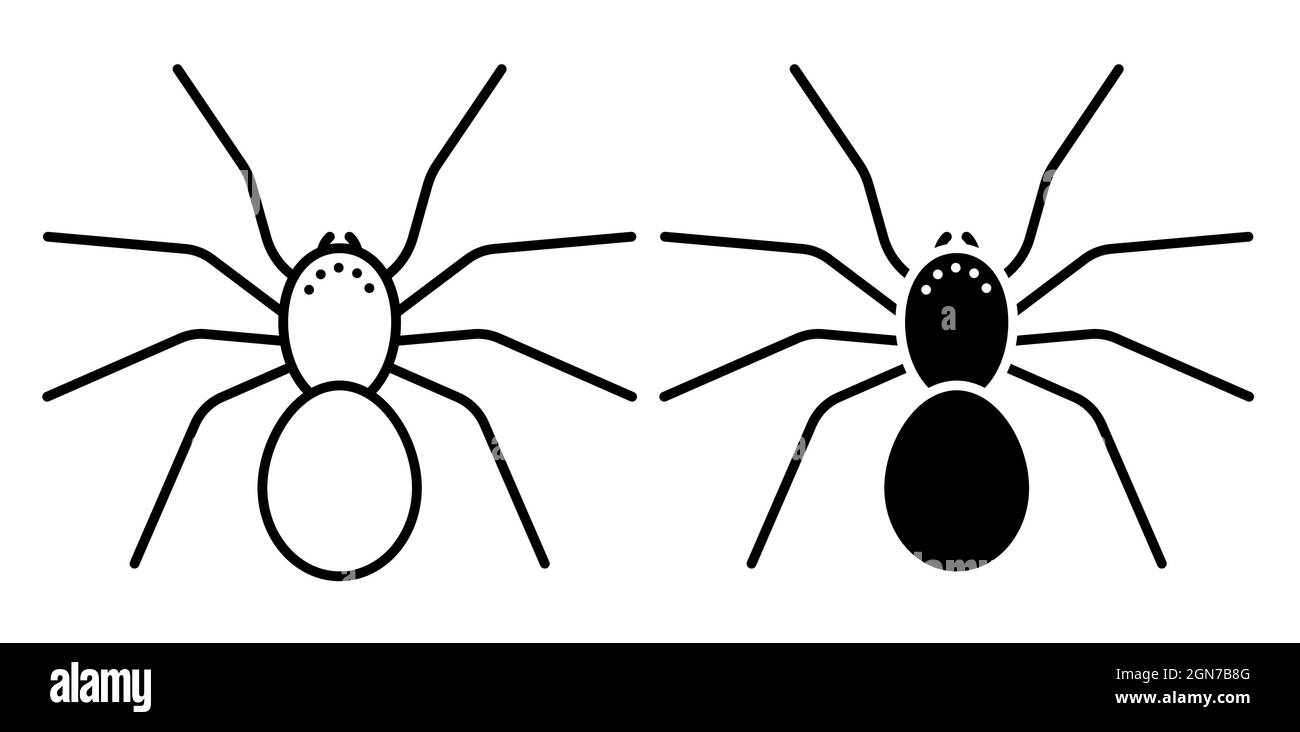 Linear icon. Eight-legged poisonous spider. Dangerous insect pests. Simple black and white vector isolated on white background Stock Vector