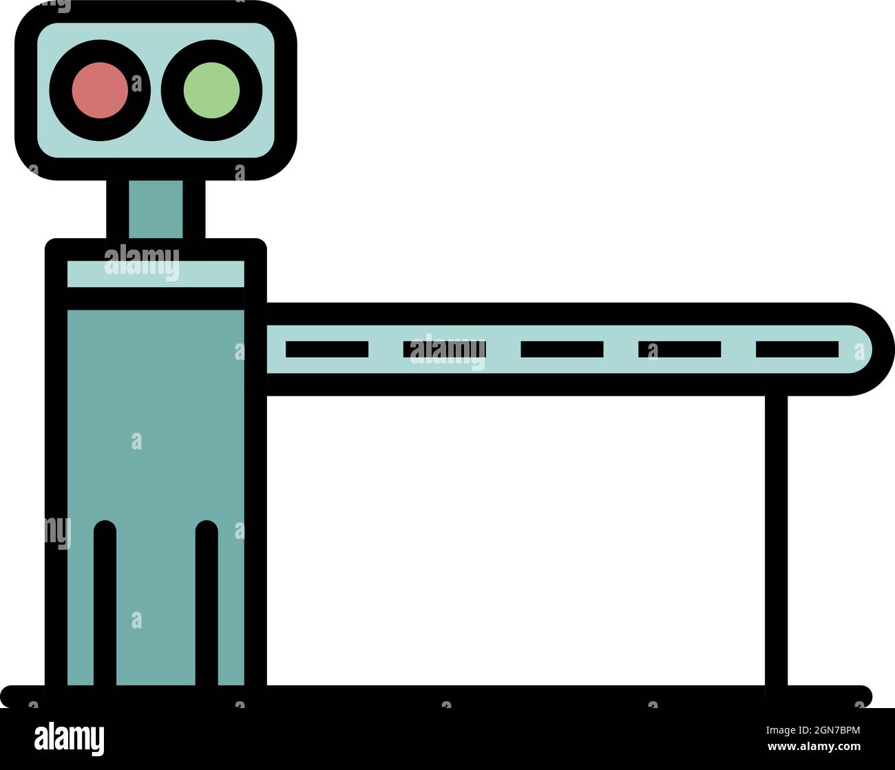 Railway barrier icon. Outline railway barrier vector icon color flat ...