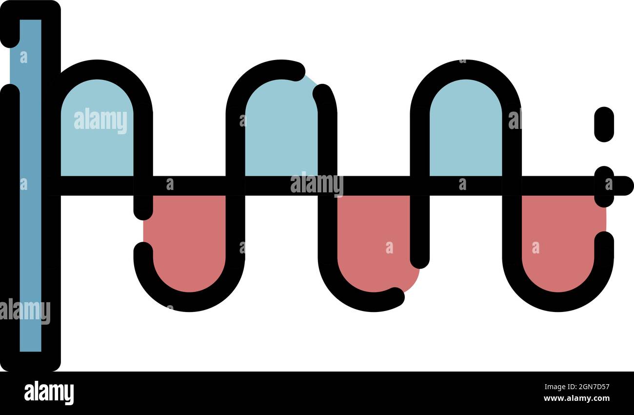 Sound wave model icon. Outline sound wave model vector icon color flat ...