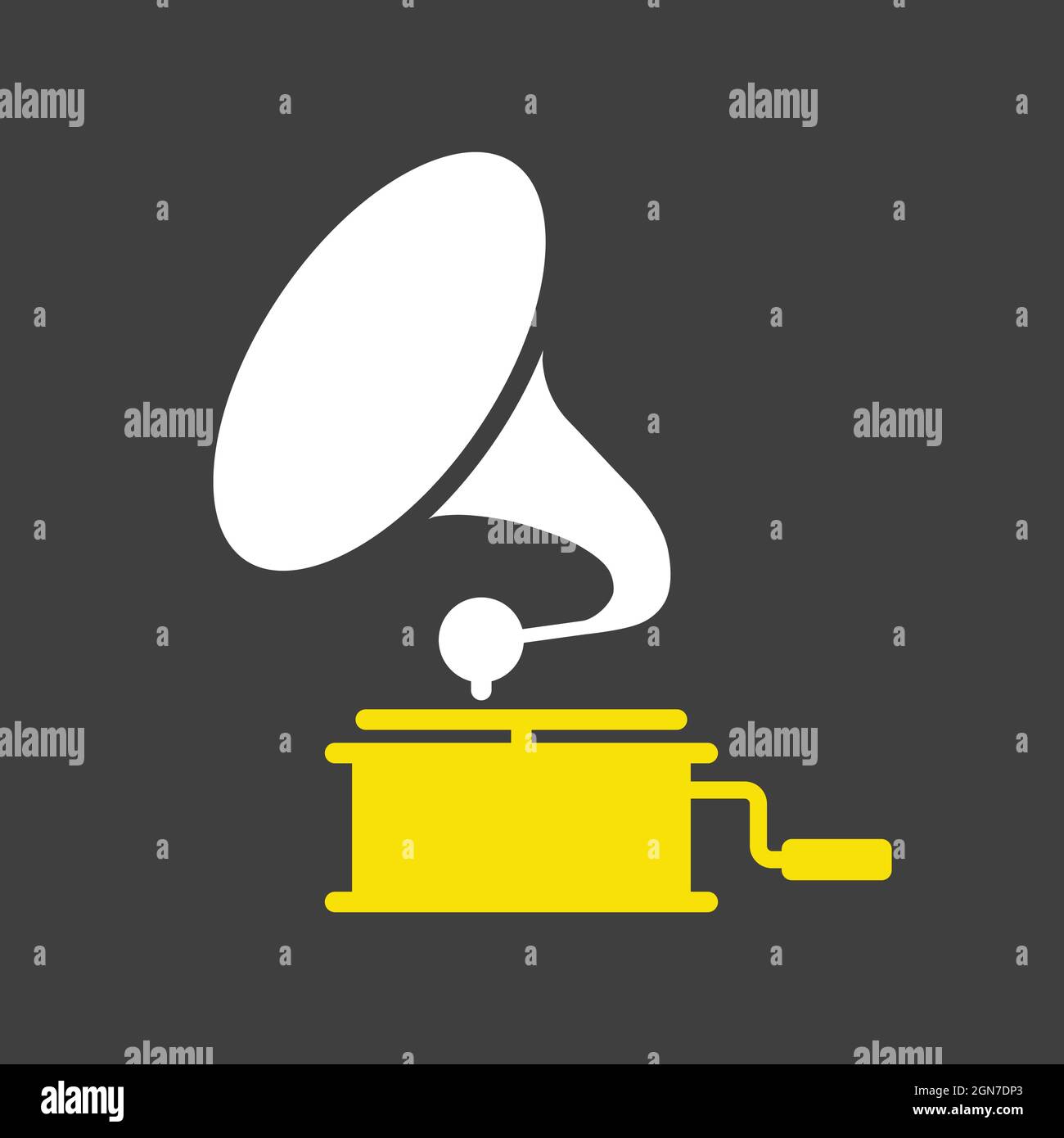 Gramophone vector glyph icon on dark background. Music sign. Graph ...